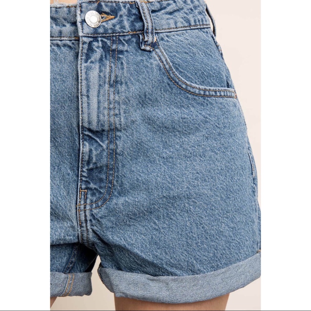 Rosalba High Rise Rolled Hem Denim Mom Shorts